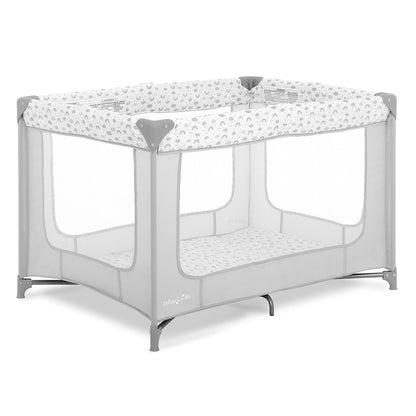 Dream On Me Zodiak Baby Playard, Breathable Mesh Sides, Soft Comfortable Mattress, Quick & Easy to Fold with Travel Carry Bag, Compact Space Saving Design - Grey/Green