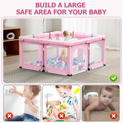 OCATO Baby Playpen Play Pen: Foldable Playpen for Babies and Toddlers Playard for Indoor Outdoor Activity Center Game Fence Safety Area Toddler Play Pen for Babies 6-12 Months Baby Gifts (50" × 50")