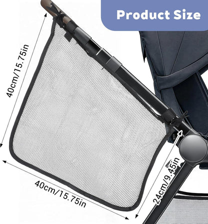 Thinp Stroller Sling Side Bag, Universal Stroller Organizer Cargo Net Strollers Caddy Mesh Storage Bag Strollers Accessories Fits for Nuna, Uppababy, Minu, Butterfly (Black)