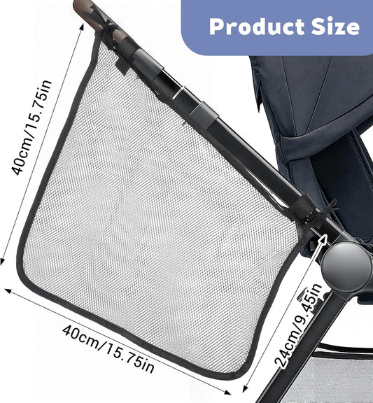 Thinp Stroller Sling Side Bag, Universal Stroller Organizer Cargo Net Strollers Caddy Mesh Storage Bag Strollers Accessories Fits for Nuna, Uppababy, Minu, Butterfly (Black)