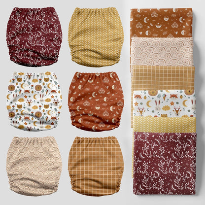 Mama Koala 3.0 Pocket Cloth Diapers for Babies with AWJ Lining, 6 Pack with 6 4-Layer Natural Cloth Diaper Inserts - Reusable and Washable Pocket Diapers(Hardworking Bees) - Colors A