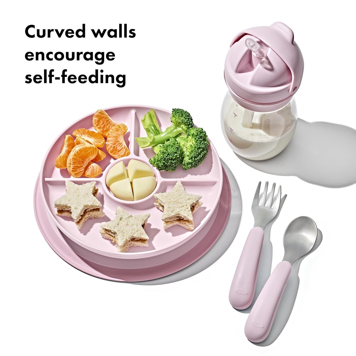 OXO Tot Stick and Stay Suction Divided Plate - Opal