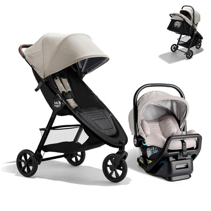 Baby Jogger City Mini GT3 All Terrain Baby Stroller with Forever Air Rubber Tires, All Wheel Suspension, Lightweight Stroller with Magnetic Buckle, No-Rethread Harness, and Foot Brake, Frosted Ivory