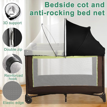 Bassinet Cover for Cats - Blackout Breathable Mosquito Net for Baby Bedside Sleepers & Travel Cribs, 2-Way Zipper Bug Canopy Tent to Block Light & Keep Cats Out (Black-Small)