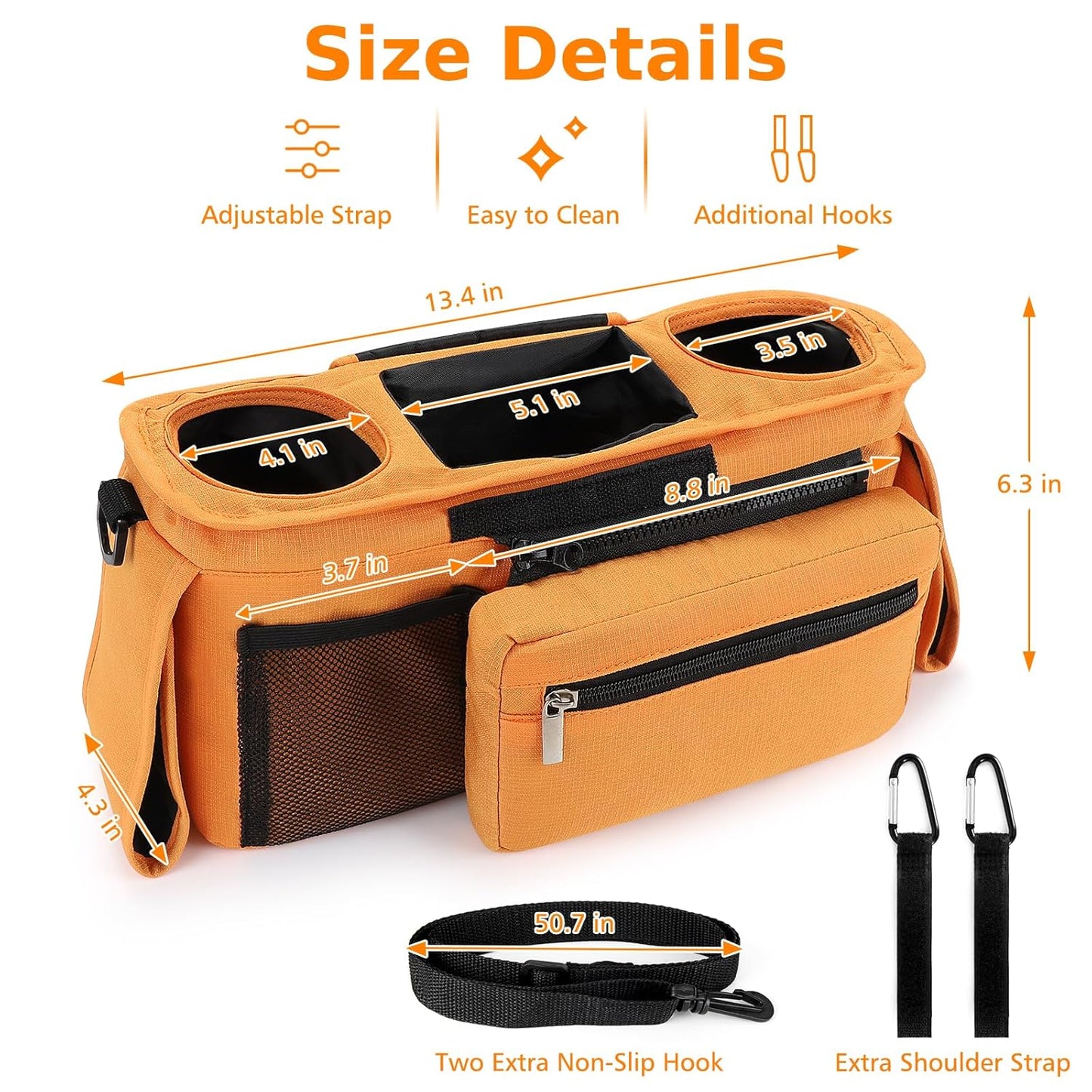 Accmor Universal Stroller Organizer with Insulated Cup Holder Detachable Phone Bag and Shoulder Strap,Stroller Bag Caddy Organizer Fits for Uppababy, Baby Jogger, Britax Strollers
