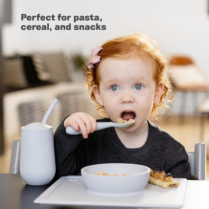 ezpz Happy Bowl - 24 Months + (Sage) - 100% Silicone Suction Bowl with Built-in Placemat – Dishwasher Safe