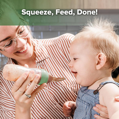 Haakaa Silicone Baby Food Dispensing Spoon Feeder 4oz - Infant Squeeze Cereal Feeder, Baby Fresh Food Feeder, Feed Bottle for Puree, Solid Baby Food, BPA Free, 4m+ Babies – Grey