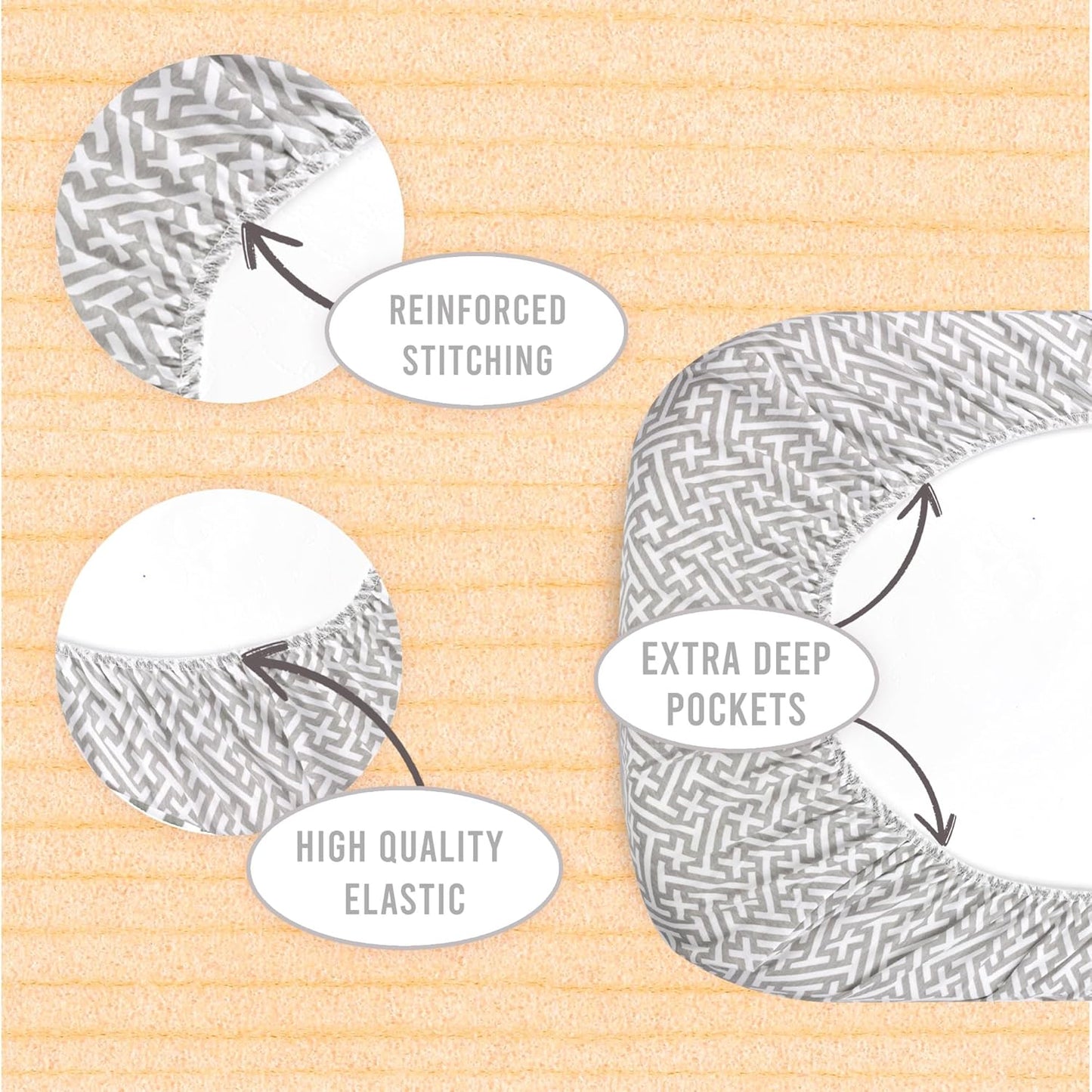 3-Pack Bedside Sleeper Bassinet Sheets | GOTS Certified Organic 100% Muslin Cotton | Ultra Soft & Breathable | 33×20×4” Fitted Sheets | Universal Fit 29–33” x 17–21” Pads