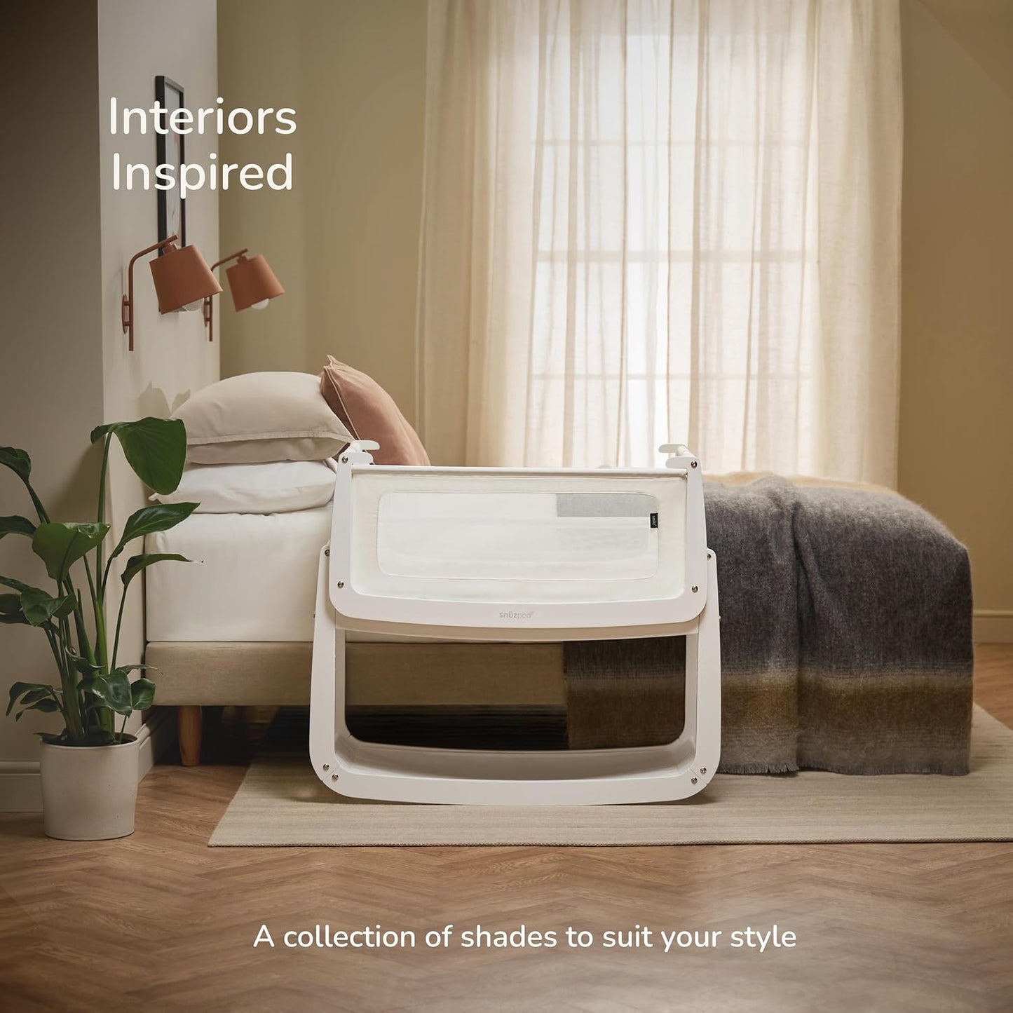 SnuzPod 5 Bedside Bassinet for Baby - Newborn Bed with Zip Down Breathable Windows, Rocking Bedside Sleeper with Lift-Off Bassinet, Portable 3-in-1 Baby Cradle with Wheels & Mattress, Natural