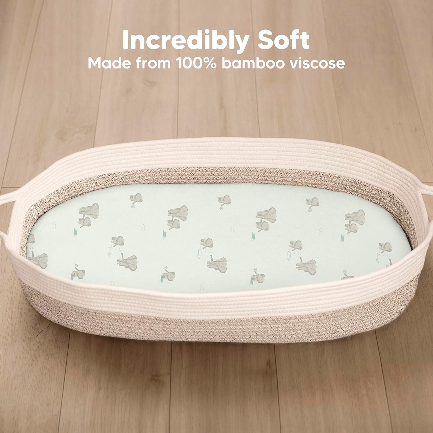2-Pack Baby Bassinet Sheets Girl, Boy - 33x17 Viscose Derived from Bamboo Bedside Mattress Fitted Bassinet Sheets, Compatible with Halo Bassinest Swivel Sleeper, Baby Delight, Graco (Pecan)