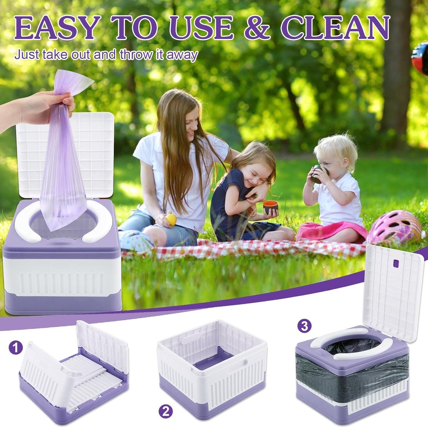 Fabulas Portable Potty for Toddler Travel, Foldable Travel Potty Training Toilet Seat for Kids Boys Girls, Emergency Mobile Toilet In Car for Camping Outdoor Indoor, with 30 Disposable Bags, Blue