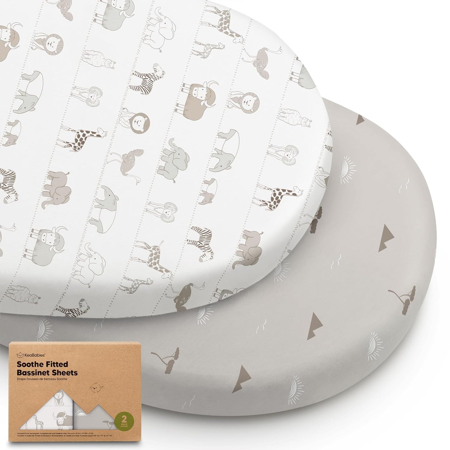 2-Pack Organic Bassinet Sheets for Girls, Boys - 100% Cotton Bassinet Mattress Sheets Compatible with Halo Bassinest Swivel Sleeper, Graco, Baby Delight, Chicco, Unisex Fitted Bassinet Sheets (Elly)