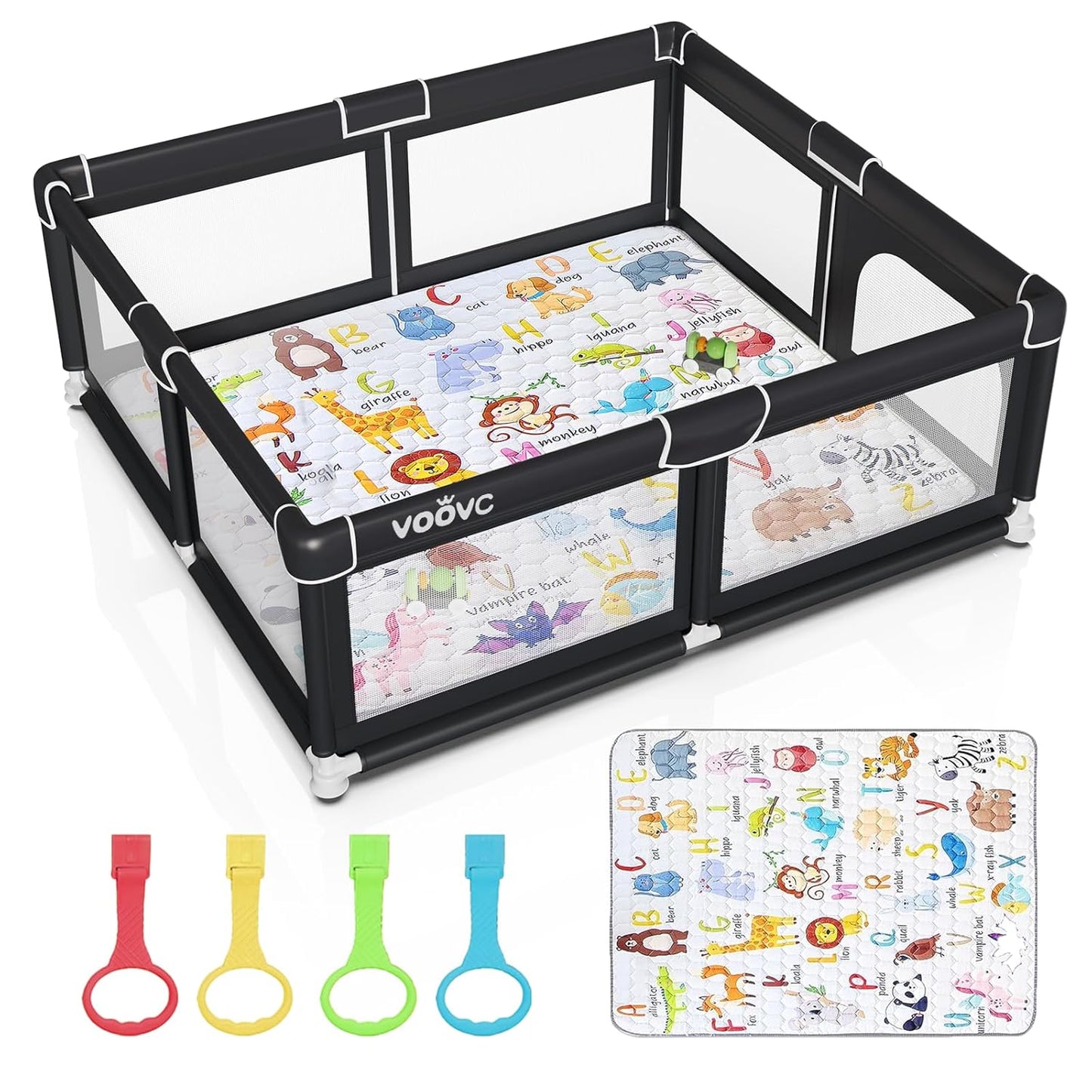 Premium Baby Playpen with Mat, 71x60 Inches Extra Large Playpen for Babies and Toddlers, Indoor & Outdoor Activity Center, Safety Baby Play Pen with Gate Prints