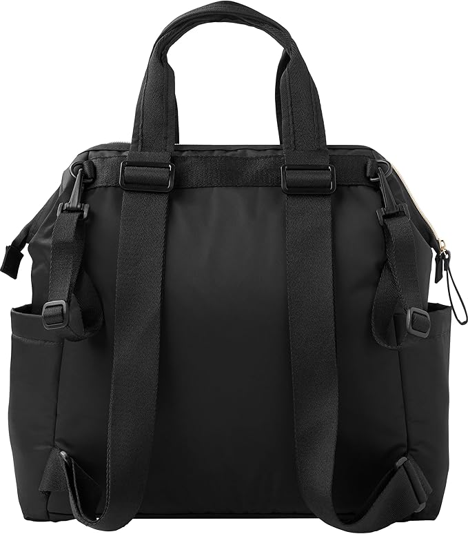 Skip Hop Diaper Bag Backpack: Mainframe Large Capacity Wide Open Structure with Changing Pad & Stroller Attachement, Black with Gold Trim