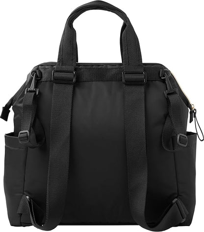 Skip Hop Diaper Bag Backpack: Mainframe Large Capacity Wide Open Structure with Changing Pad & Stroller Attachement, Black with Gold Trim