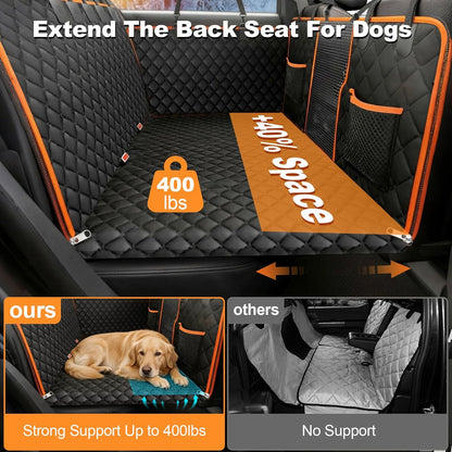 PartsBling 3 in 1 Hard Bottom Car Seat Cover for Dogs, Convertible Double & Single Seat Mode, 400lbs Back Seat Extender, Waterproof Scratch-Resistant Dog Hammock for Cars SUVs Trucks