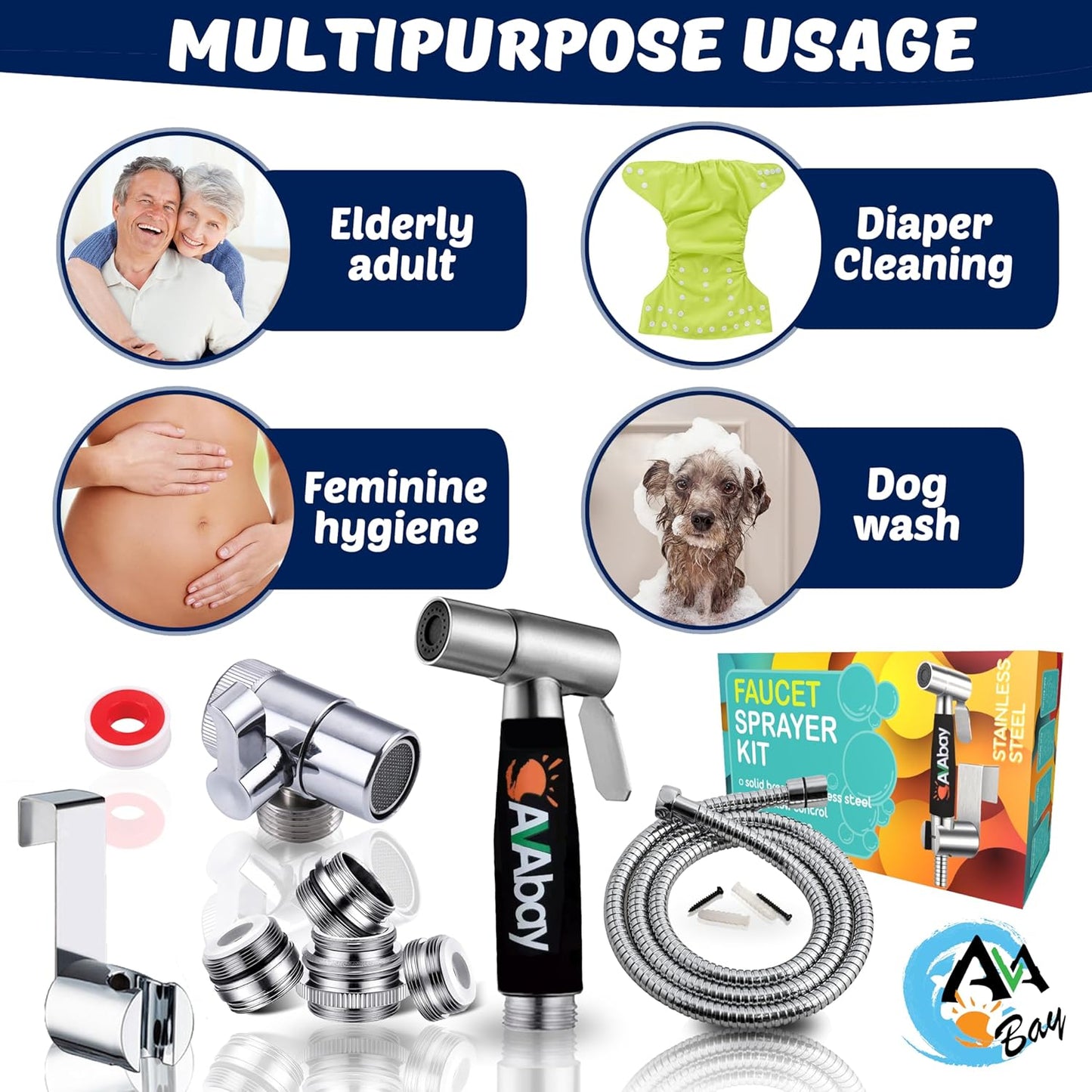 Premium Bidet Sprayer - Handheld Bide Jet Spray for Toilet | Adjustable Water Pressure | Leak-Proof Stainless Steel Toilet Bedit Sprayer | Muslim Shower | Cloth Diaper Washer | Bathroom Bidet