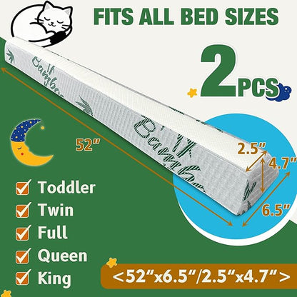 Baby Bed Bumpers for Toddlers with Adjustable Bandd, Foam Bed Guard Rail for Kids Bed Twin Full Queen King Size Bed, 2 Pack