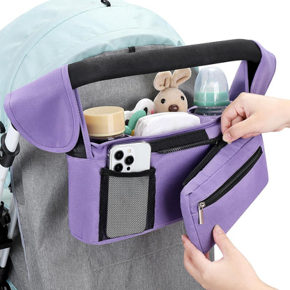 Accmor Universal Stroller Organizer with Insulated Cup Holder Detachable Phone Bag and Shoulder Strap,Stroller Bag Caddy Organizer Fits for Uppababy, Baby Jogger, Britax Strollers