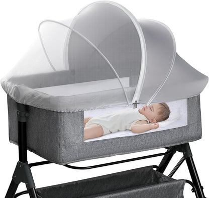 Bassinet Cover for Cats - Blackout Breathable Mosquito Net for Baby Bedside Sleepers & Travel Cribs, 2-Way Zipper Bug Canopy Tent to Block Light & Keep Cats Out (Black-Small)