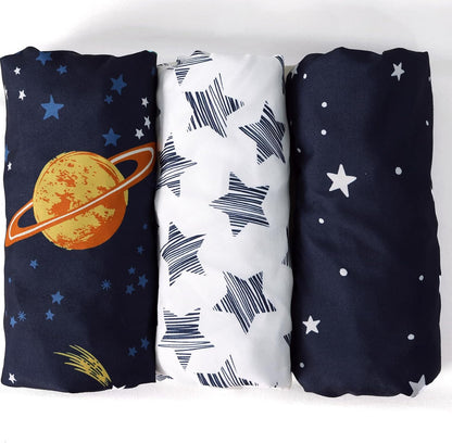 PHF 3 Pack Soft Mini Crib Sheets, Floral & Animal Pack N Play Sheets for Baby Boys Girls, No Slip Universal Fit for Pack N Play, Playard, Portable and Mini Crib Mattresses,Floral & Animal