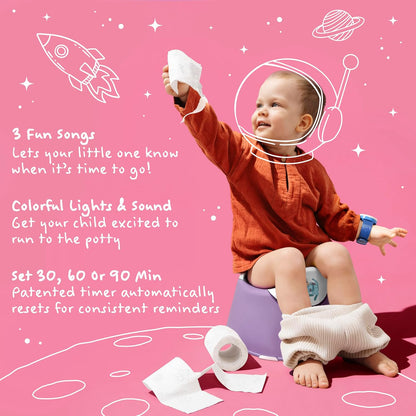 Potty Watch for Kids Potty Training - Potty Training Watch with 3 Fun Flashing Lights and Music - Water-Resistant Watch - Potty Watch Remind Kids Every 30, 60 or 90 Minutes - Pink