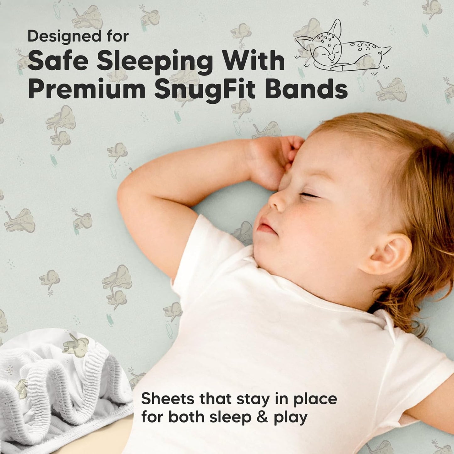 2-Pack Waterproof Pack and Play Sheets, Mini Crib Sheets Fitted for Boy, Girl - 38 x 26 Viscose from Bamboo Pack N Play Mattress Sheets for Graco, Toddler Playard Baby Crib Sheets Neutral (Blue Flax) - Colors A