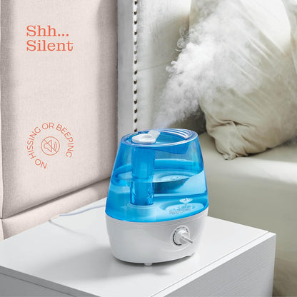 Cool Mist Humidifier - 2.2L Water Tank, for Bedroom, Baby, Quiet Ultrasonic Air Vaporizer, Adjustable Mist Level, 360 Nozzle Rotation, Auto-Shut Off, Large Area Humidifiers Easy Fill and Clean (Grey)