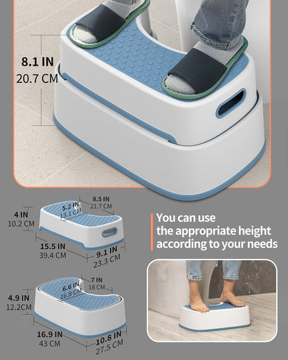 MR.SIGA Toilet Stool Squat Adult, Bathroom Stool Heavy Duty, Anti Slip Toilet Step for Bathroom, Toddler Step Stool for Kids, Off-White & Dark Gray