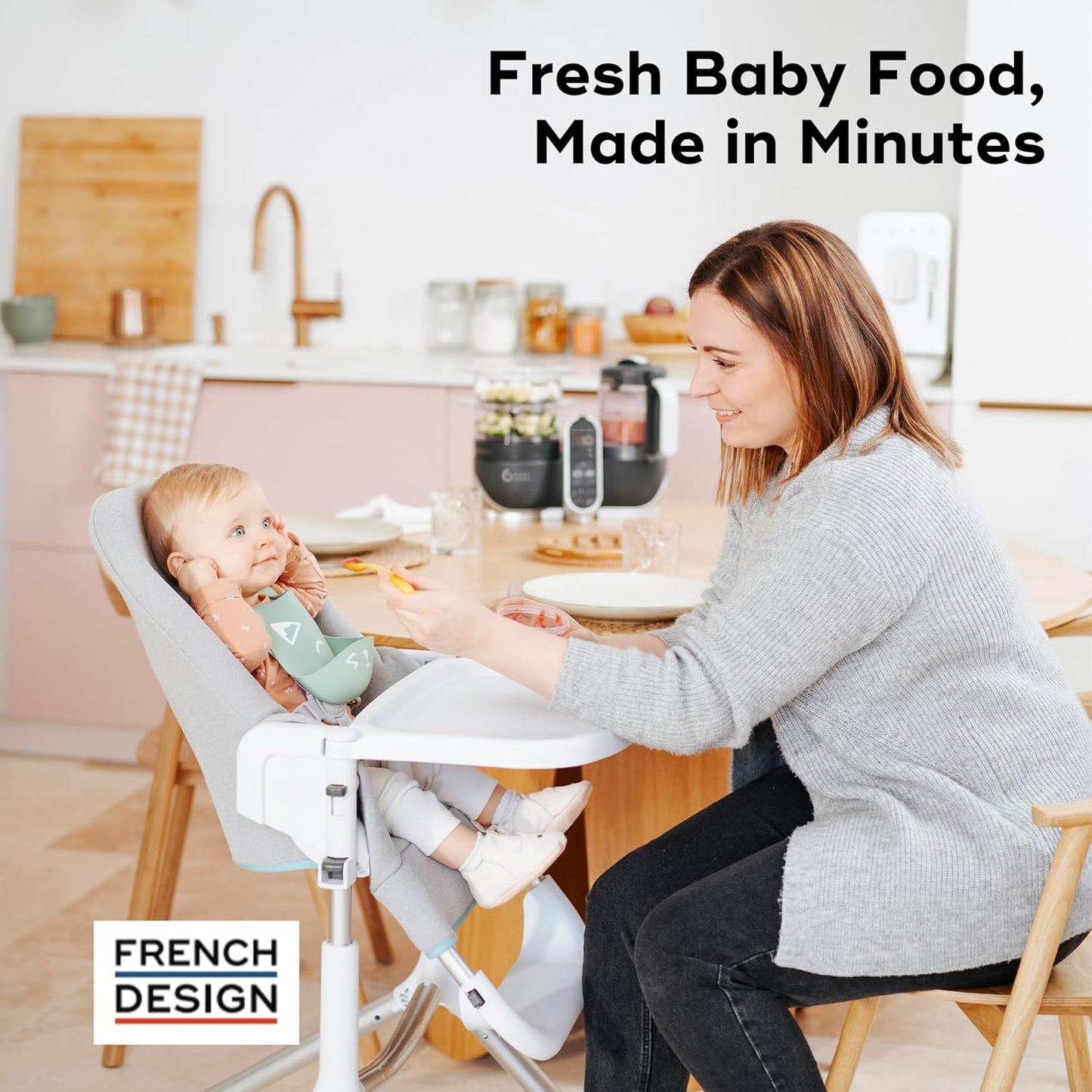 Babymoov Duo Meal Station 6-in-1: Multi-Speed Baby Food Maker, Steamer & Puree Blender, Baby Food Processor that Warms & Defrosts, Bottle Sterilizer (Nutritionist Approved), Mineral Beige