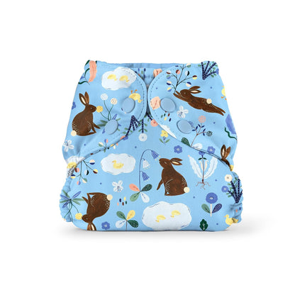 Esembly Cloth Diaper Cover - Reusable Swim Diaper, Waterproof, Breathable - Adjustable Outer Layer Over Absorbent Inner for Blowout Protection - Sea Glass, Size 2 (18-35lbs)