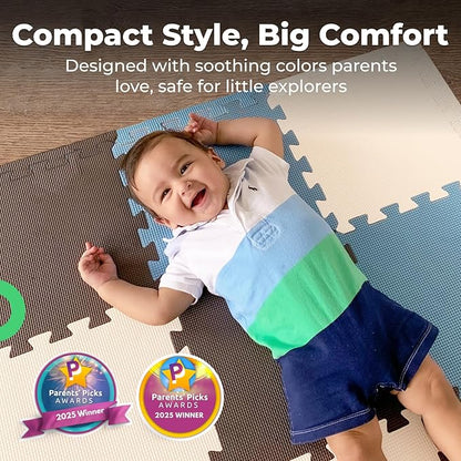MioTetto Baby Play Mat, Comfortable Playtime Mat – Portable Foam Floor Tiles, Safe Baby mat for Floor for Crawling & Development, Soft Play mat for Babies, Stylish Interlocking Foam Tiles