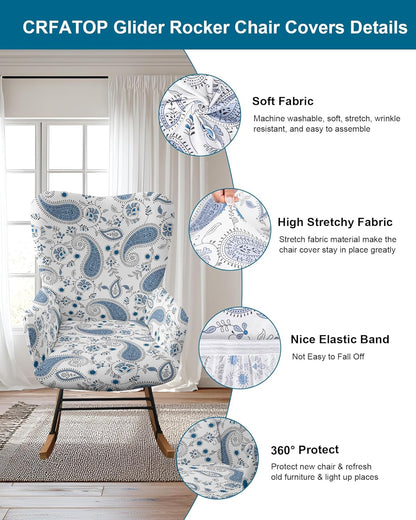 CRFATOP Jacquard 1 PC Nursery Rocking Chair Recliner Covers Upholstered Glider Rocker Banquet Armchair Slipcover Stretch Accent Chairs Furniture Protector for Living Room Bedroom Offices,Green