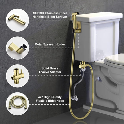 SHAMANDA Handheld Bidet Sprayer for Toilet, Stainless Steel Baby Cloth Diaper Sprayer Kit, Bathroom Toilet Bidet Attachment Set for Bathing Pets Feminine Hygiene, Matte Black BDS01-7