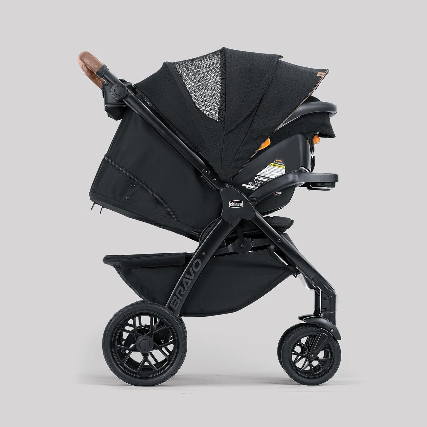 Chicco Bravo LE ClearTex Full-Size Stroller for Babies and Toddlers, UPF-Rated Canopy, GREENGUARD Gold Certified, Lightweight, One-Hand Compact Fold, Pewter/Grey