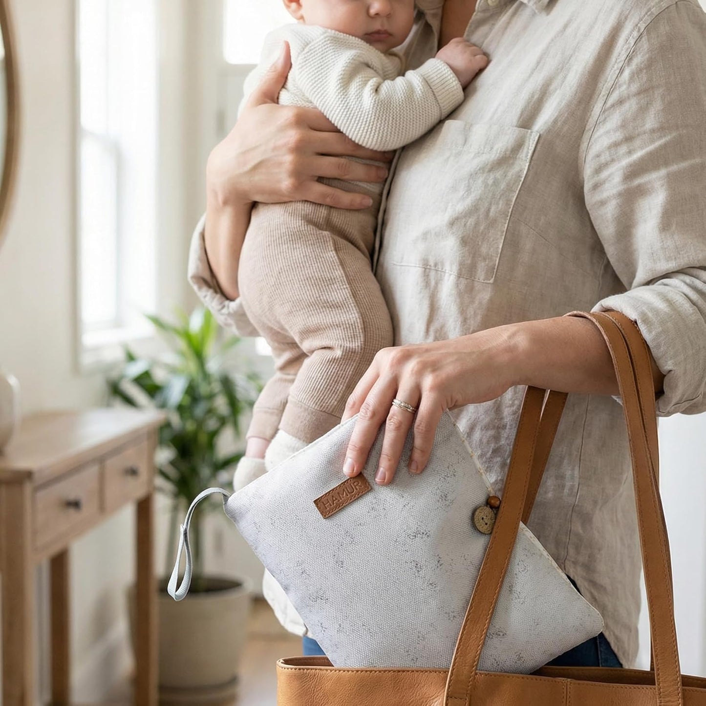 HAMUR Baby Diaper Bag Organizer – Travel-Friendly, Compact & Foldable | Stroller Pouch for Newborn Essentials – Must-Have for Boys & Girls (Leaves)