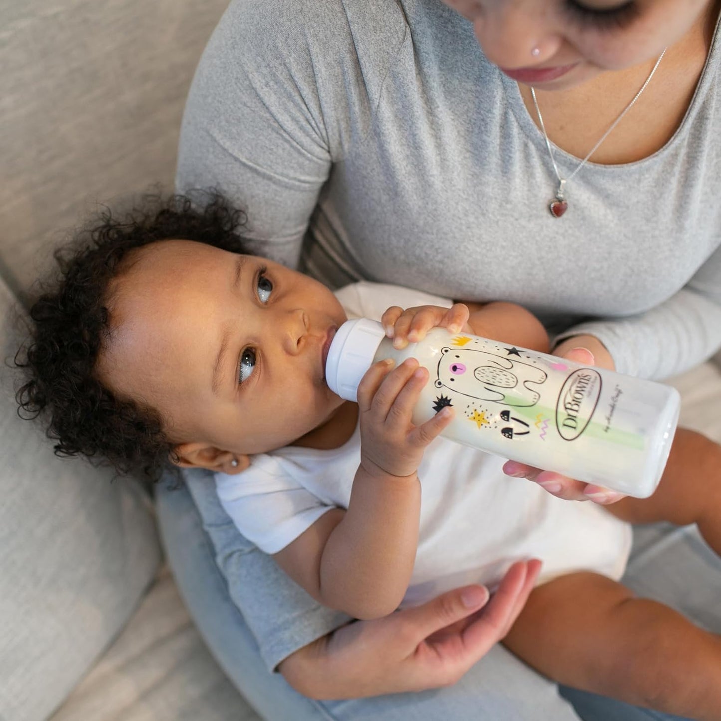 Dr. Brown's Natural Flow Anti-Colic Options+ Narrow Baby Bottle, Bear and Owl, 8 oz/250 mL, with Level 1 Slow Flow Nipple, BPA Free, 0m+, 2-Pack