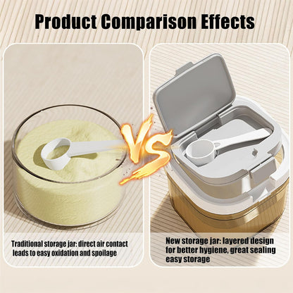 Formula Container to go-1300ml Travel Dispenser BPA Free Airtight Container with Spoon & Layered Storage,Sealed Lid,Stackable,Easy-Clean,Ideal for Coffee,Flour,Sugar,Cereal,Milk Powder(44oz)