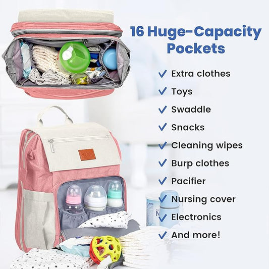 PILLANI Baby Diaper Bag Backpack - Large Bag for Boys & Girls, Waterproof Diaper Backpack - Travel Diaper Bags w/Changing Pad, Baby Registry Search & Shower Gifts - Essentials Must Haves Newborn Stuff