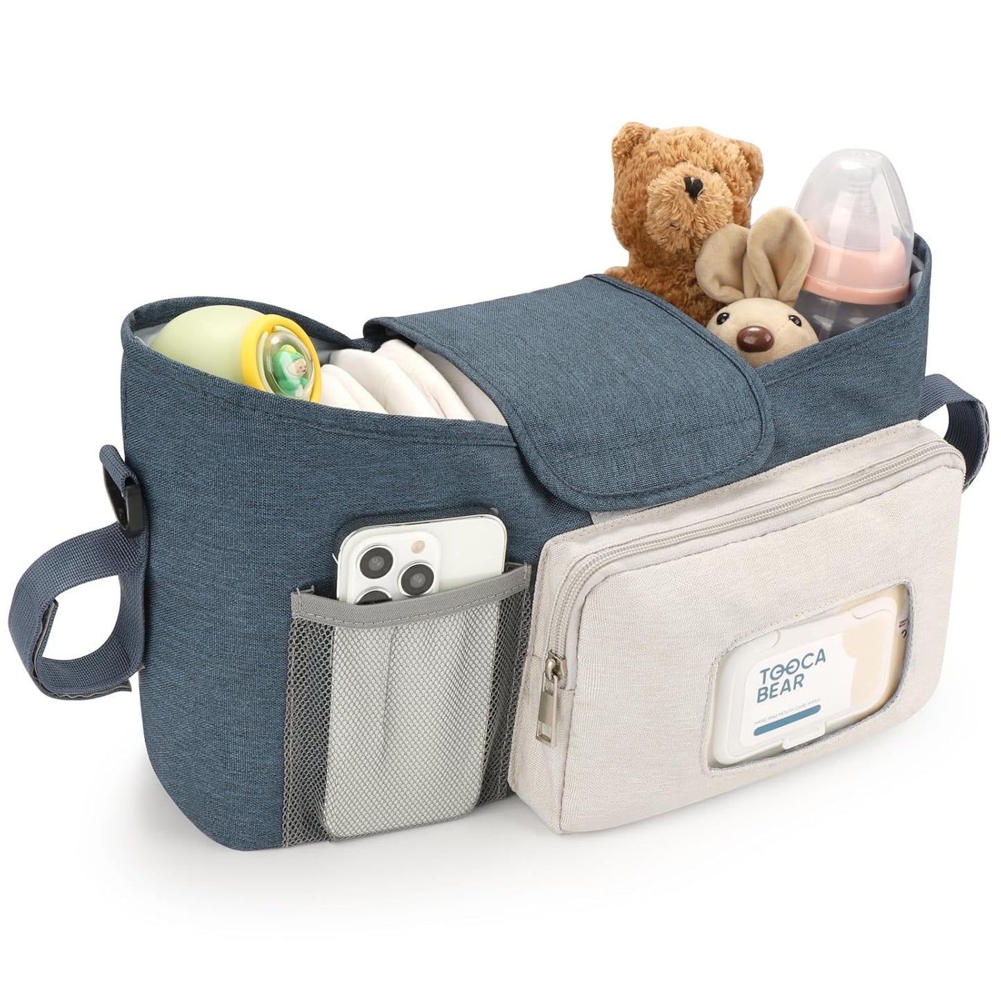 Accmor Universal Stroller Organizer with Insulated Cup Holder, Stroller Caddy Bag Accessories, Stroller Cup Holder Organizer for Uppababy Baby Jogger Britax Stroller, Black
