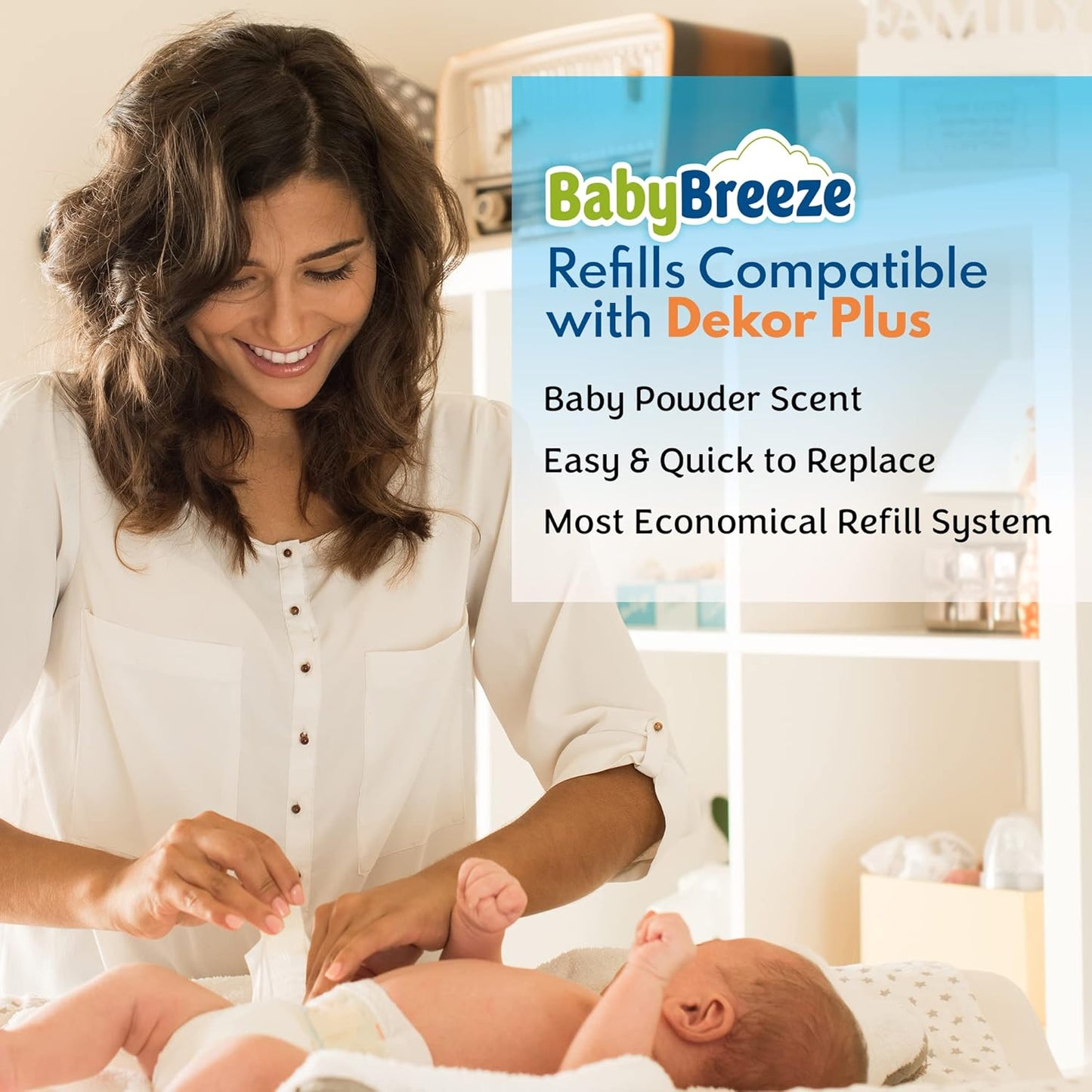 Diaper Pail Refills Compatible with Dekor PLUS Diaper Pail 4 Refill Bags Holds 2320 Diapers – Strong, Durable Baby Powder Scented Refills Bags