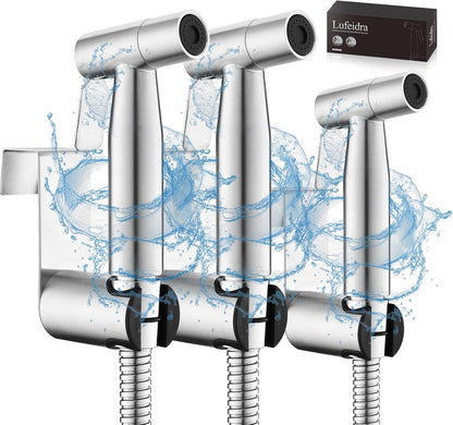 LUFEIDRA Handheld Bidet Sprayer for Toilet-Adjustable Water Pressure Jet Spray with Bidet Hose for Feminine Wash, New Premium Stainless Steel Muslim Shower Toilet Bidet Cloth Diaper Sprayer Set