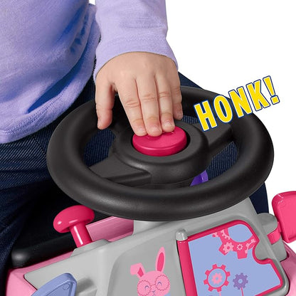 Radio Flyer Creativity Car, for Toddlers 1-3, 3-in-1 Push Walker Ride On Rocket with 17 Sensory Activities, Anti-Tip Feature, Under-Seat Storage, Horn and Gears, 42 lb Capacity, Toddler Ride On Toys