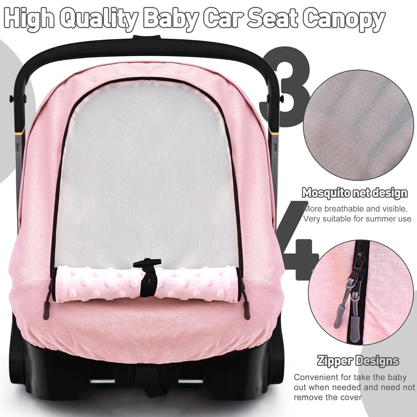 Waterproof Baby Car Seat Cover Compatible with Doona Car Seat and Stroller,Patented Windproof Car Seat Canopy for Girls, Keeps Babies Warm and Coz(Pink)