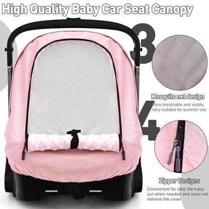 Waterproof Baby Car Seat Cover Compatible with Doona Car Seat and Stroller,Patented Windproof Car Seat Canopy for Girls, Keeps Babies Warm and Coz(Pink)