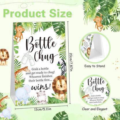 TrelaCo Bottle Chug Baby Shower Game 20 Pcs Baby Bottles Shower Favor with 1 Greenery Theme Sign for Gender Reveal Party Supplies Gifts(Green)