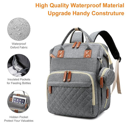 Awanhe Diaper Bag, Backpack with Changing Station, Waterproof Baby Bag for Boys & Girls, USB Charging Port for Parents, Travel Backpack Baby Essentials & Lovely Baby Shower Gifts, Grey