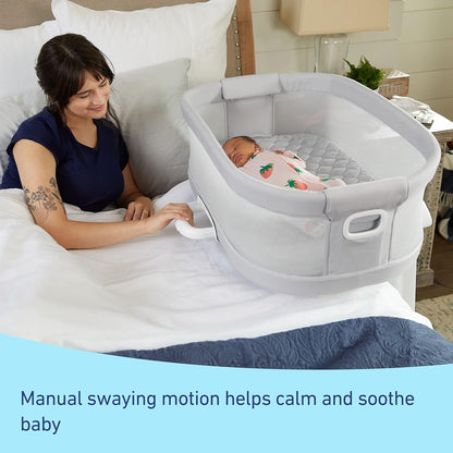 Graco® DreamMore Bedside, Newborn, Travel, Portable Bassinet for Newborn Babies to 6 Months, Willow