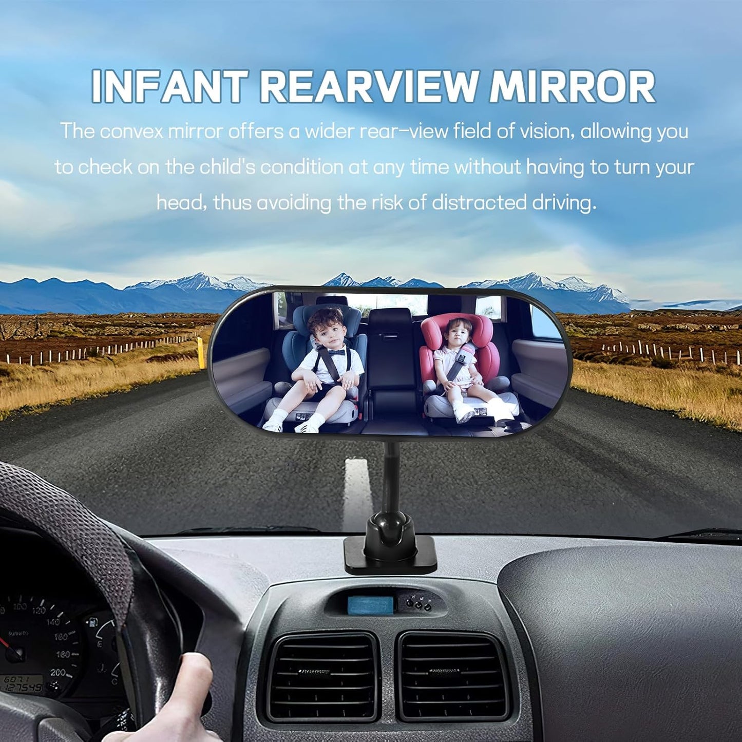 Wuyaoyao HD Baby Car Mirror Rear Facing, Stick-on 360° Adjustable Baby Rear View Mirror for Cars Windshield, Wide Angle Convex Safety Rearview Mirrors for Backseat, Car Accessories Interior (Stick-on)