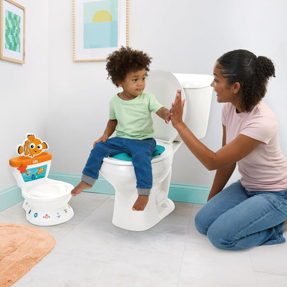 Bright Starts Disney Junior Minnie Mouse My Size Potty Training Toilet, Toddler Potty Chair with Flushing & Cheering Sounds, Removable Seat with Splash Guard & Handles, Ages 18+ Months, Up to 50 lbs